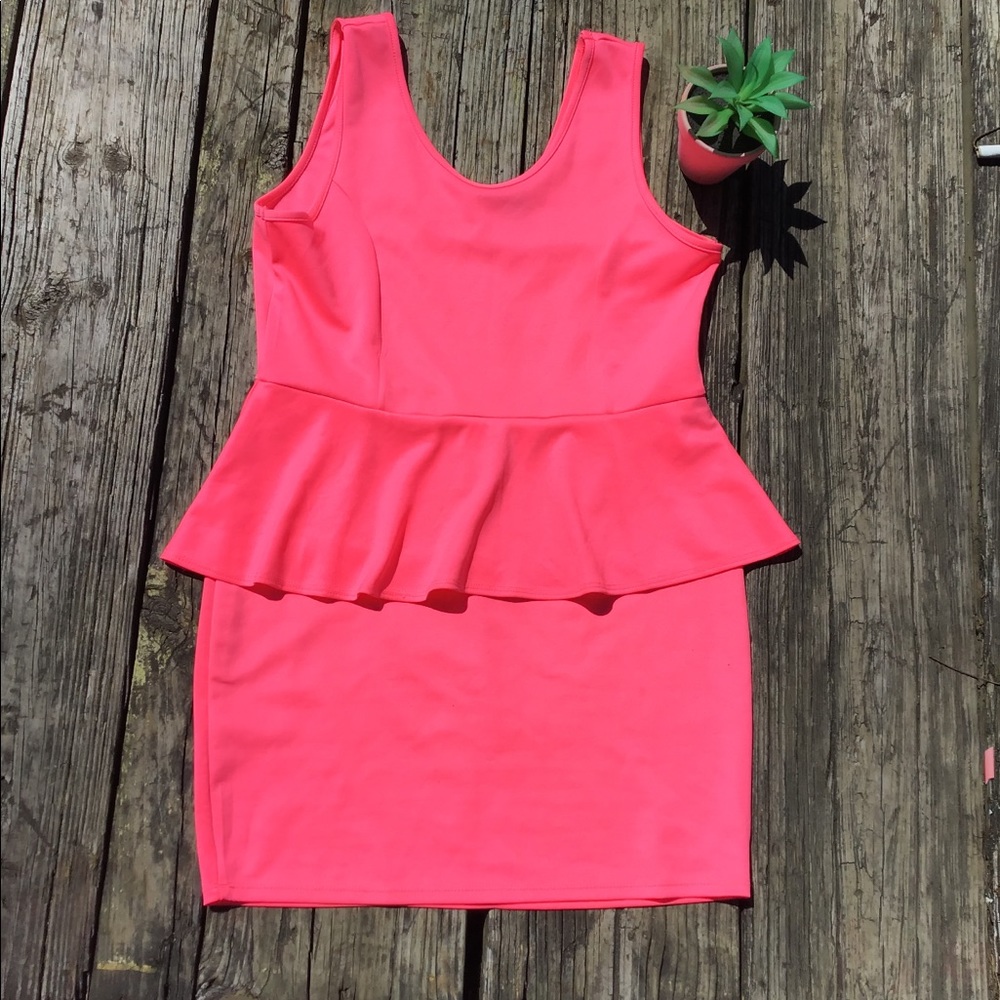 Neon Pink Peplum Dress